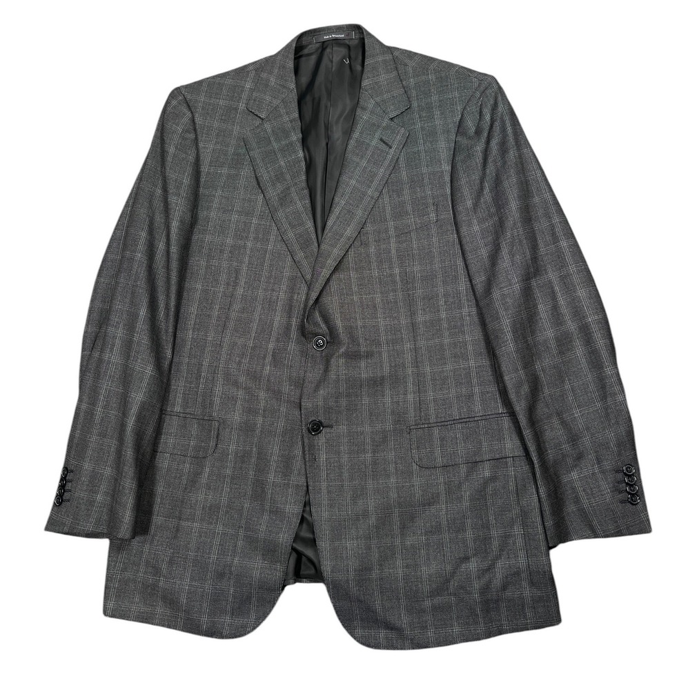 Ermenegildo Zegna Sport Coat Mens 56 IT 44R US Gray Glen Plaid Wool Silk Blazer